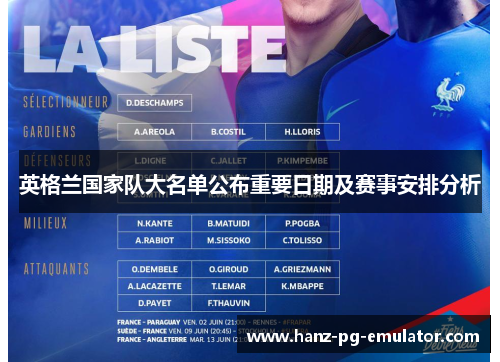 英格兰国家队大名单公布重要日期及赛事安排分析